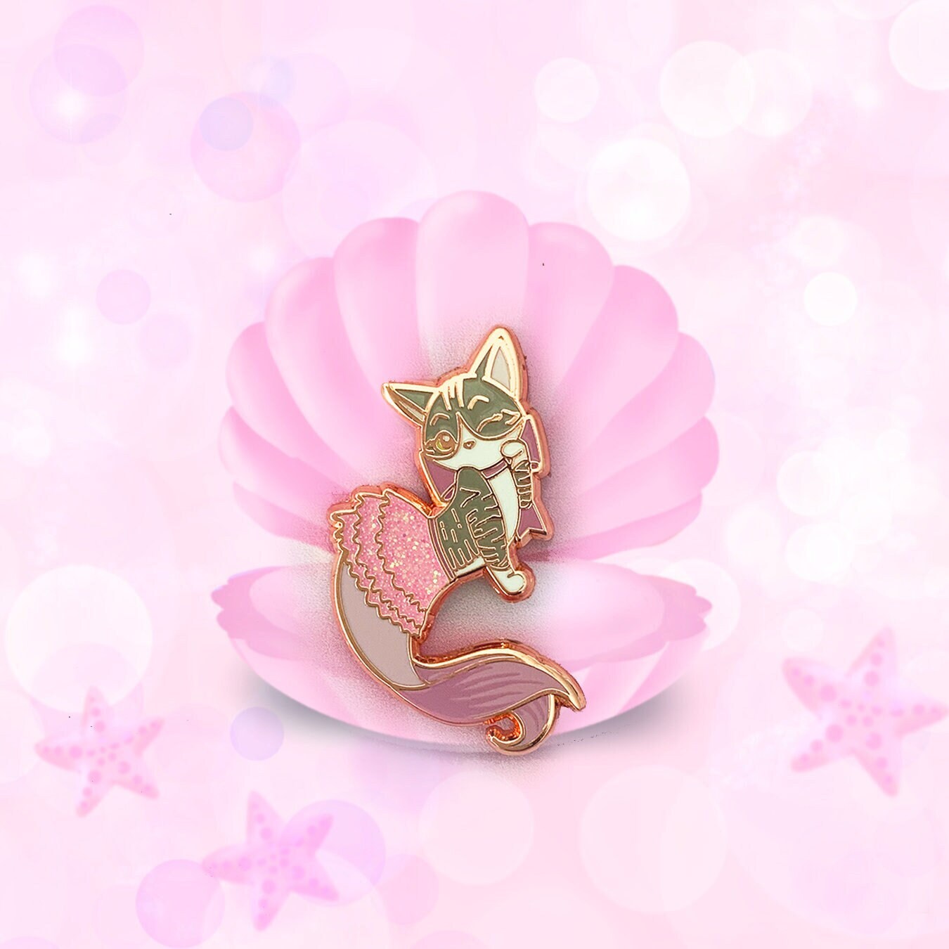 Purrmaid Aoife (Purrmaid of the Month, February 2022) - Small Enamel Pin, Charity Pin, Pins, Brooches & Lapel Pins