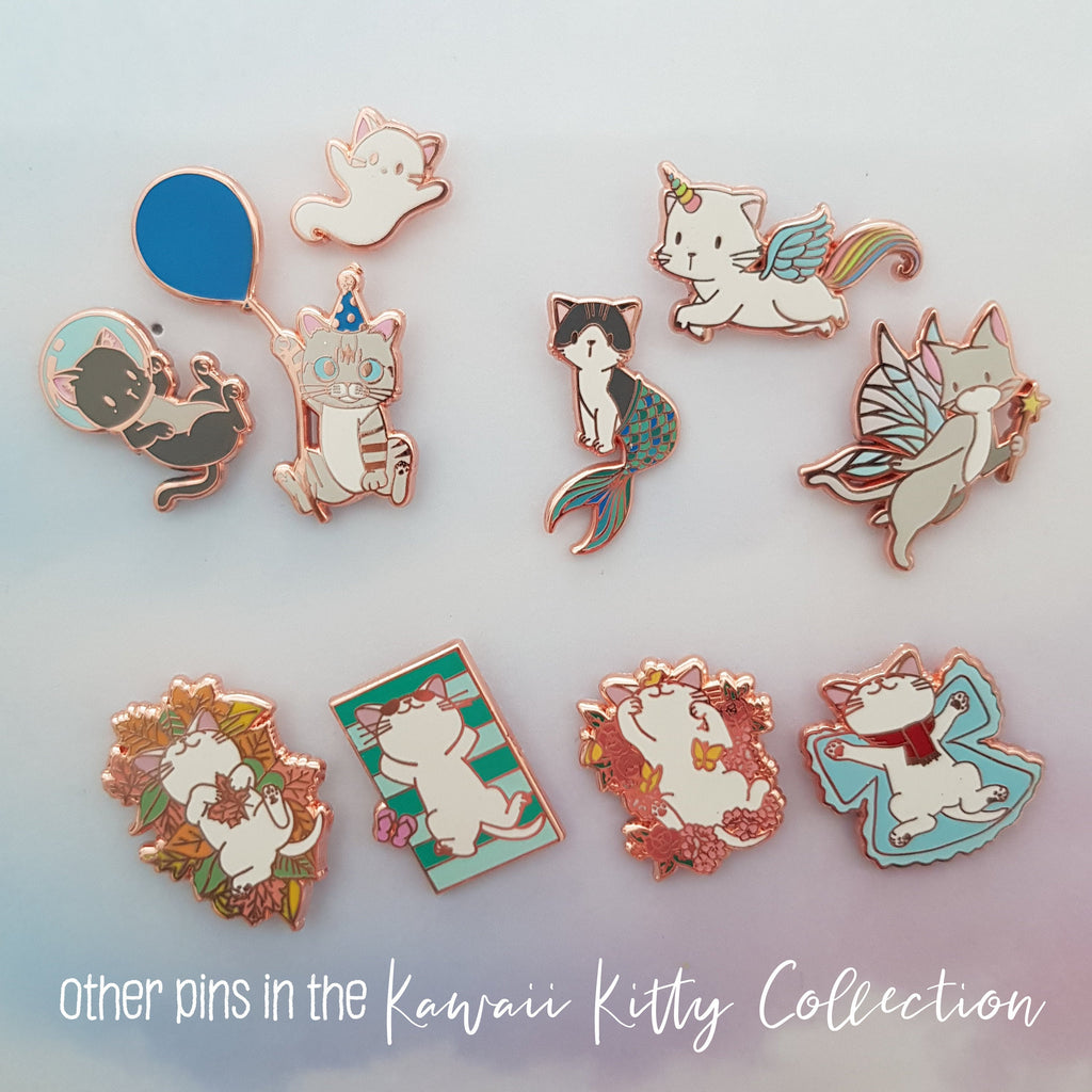 Space Kitty - Small Enamel Pin (Cosmo Kitty Lapel Pin, Kawaii Cat, Hard Enamel Pin), Pins, Brooches & Lapel Pins