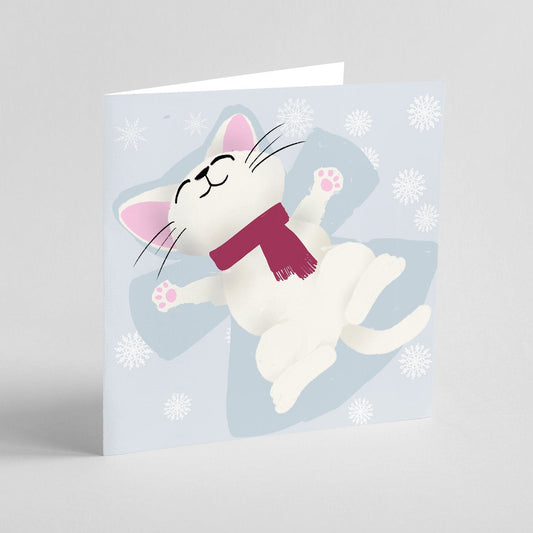 Snow Angel Kitty Greeting Card (Holiday Greeting Cards, Special Needs Pets Greeting Card, Charity Christmas Card, Cute Cat Greeting Card), Greeting Cards/Postcards, Greeting & Note Cards
