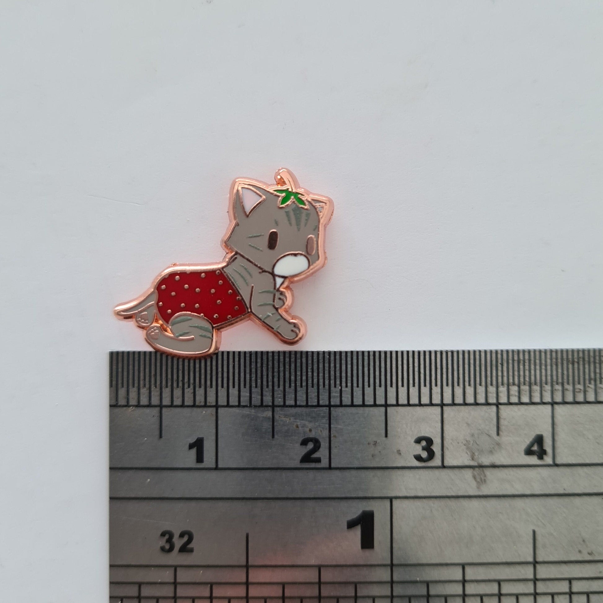 Strawberry Kitty - Small Enamel Pin, Pins, Brooches & Lapel Pins