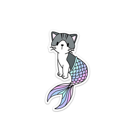 Pastel Purrmaid Sticker (Vinyl Sticker, Paper Sticker), Stickers, Decorative Stickers