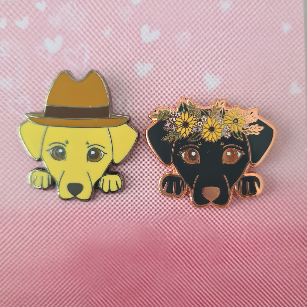 Pair of Labradors - Small Enamel Pins, Pins, Brooches & Lapel Pins