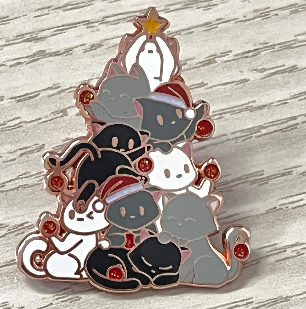 Oh Kitty Tree - Cute Christmas Cat Enamel Pin, Pins,