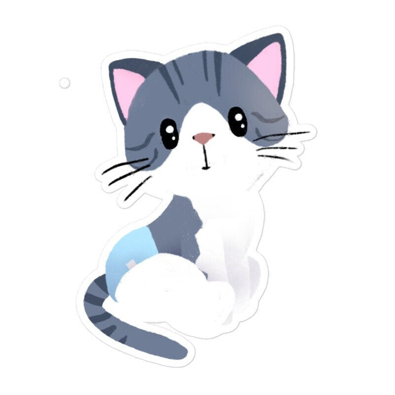 Baby Kitty Blue - Vinyl Sticker, Stickers, Decorative Stickers