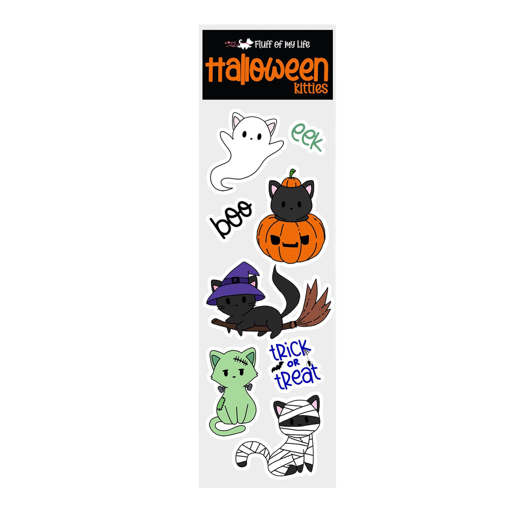 Sticker Sheet - Halloween Kitties (2&quot; x 7&quot;), Sticker Sheet, Decorative Stickers