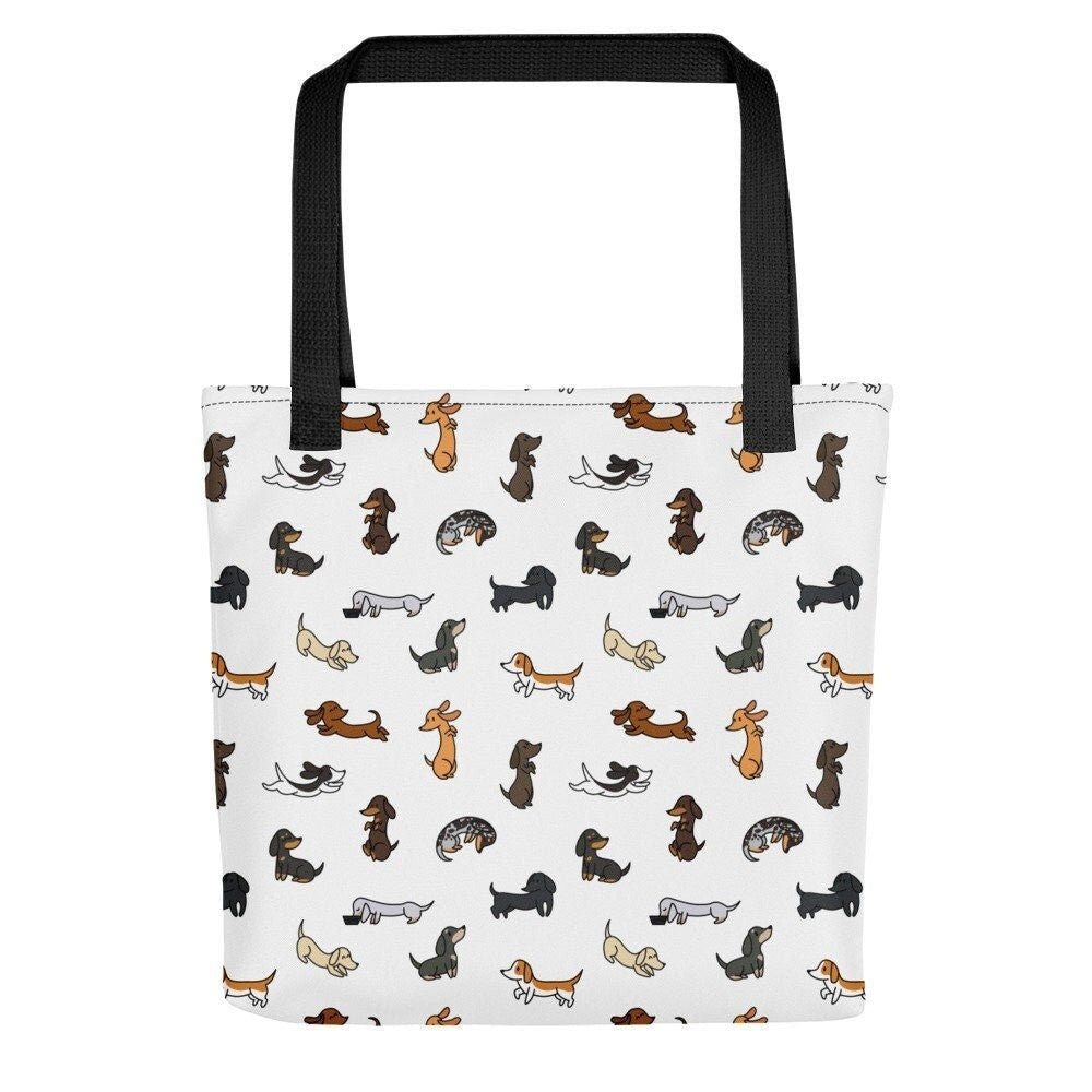 Mini Dachshund Pattern Coloured Tote bag, Bags, Shopping Totes