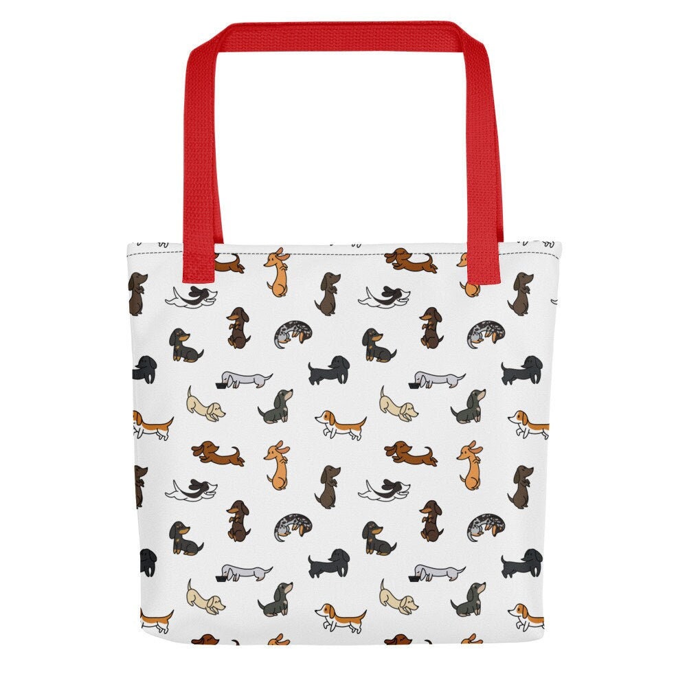 Mini Dachshund Pattern Coloured Tote bag, Bags, Shopping Totes