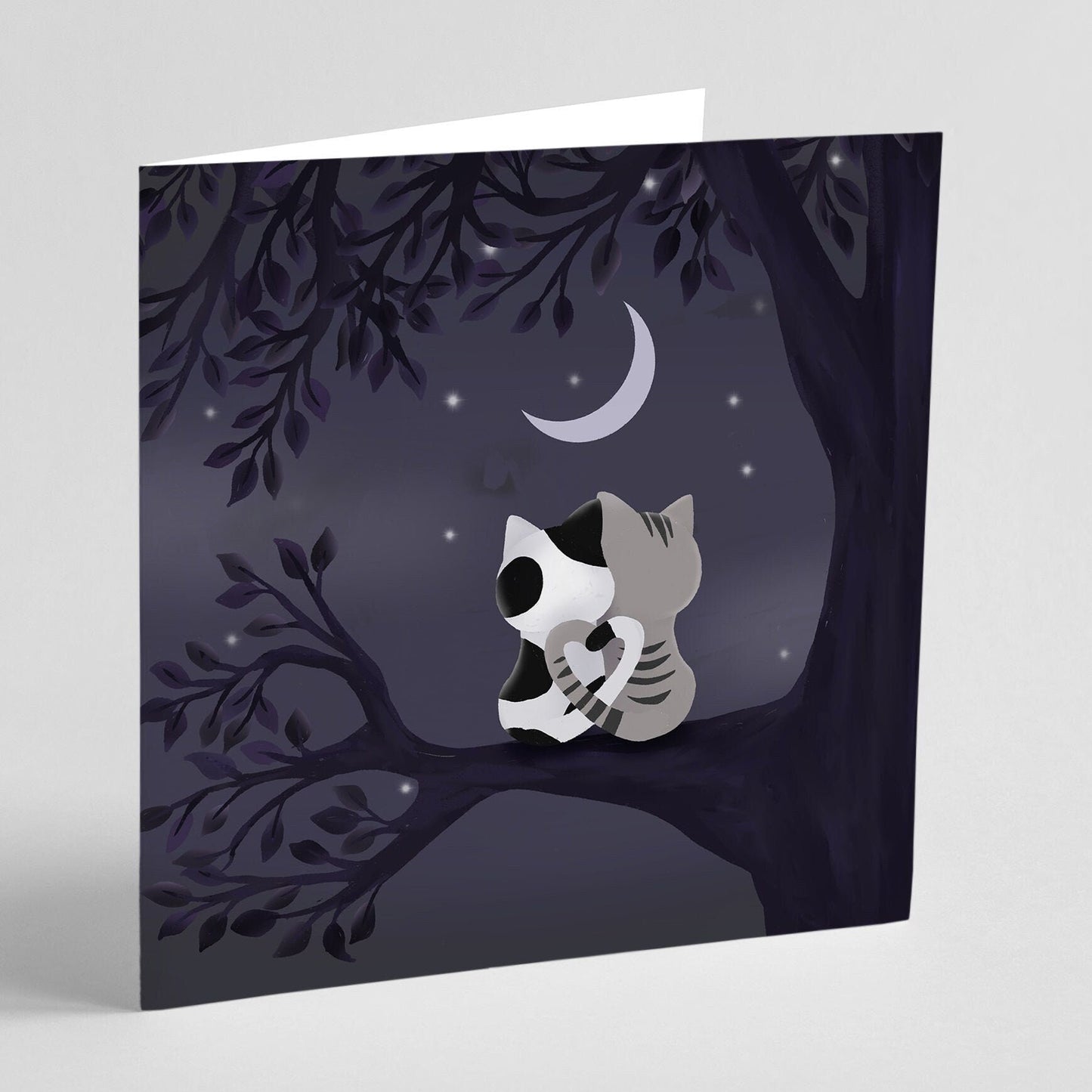 Valentines Day Card - Kitty Love in the Moonlight, &quot;I Love You to the Moon & Back&quot; - Greeting Card, Greeting Cards/Postcards, Greeting & Note Cards