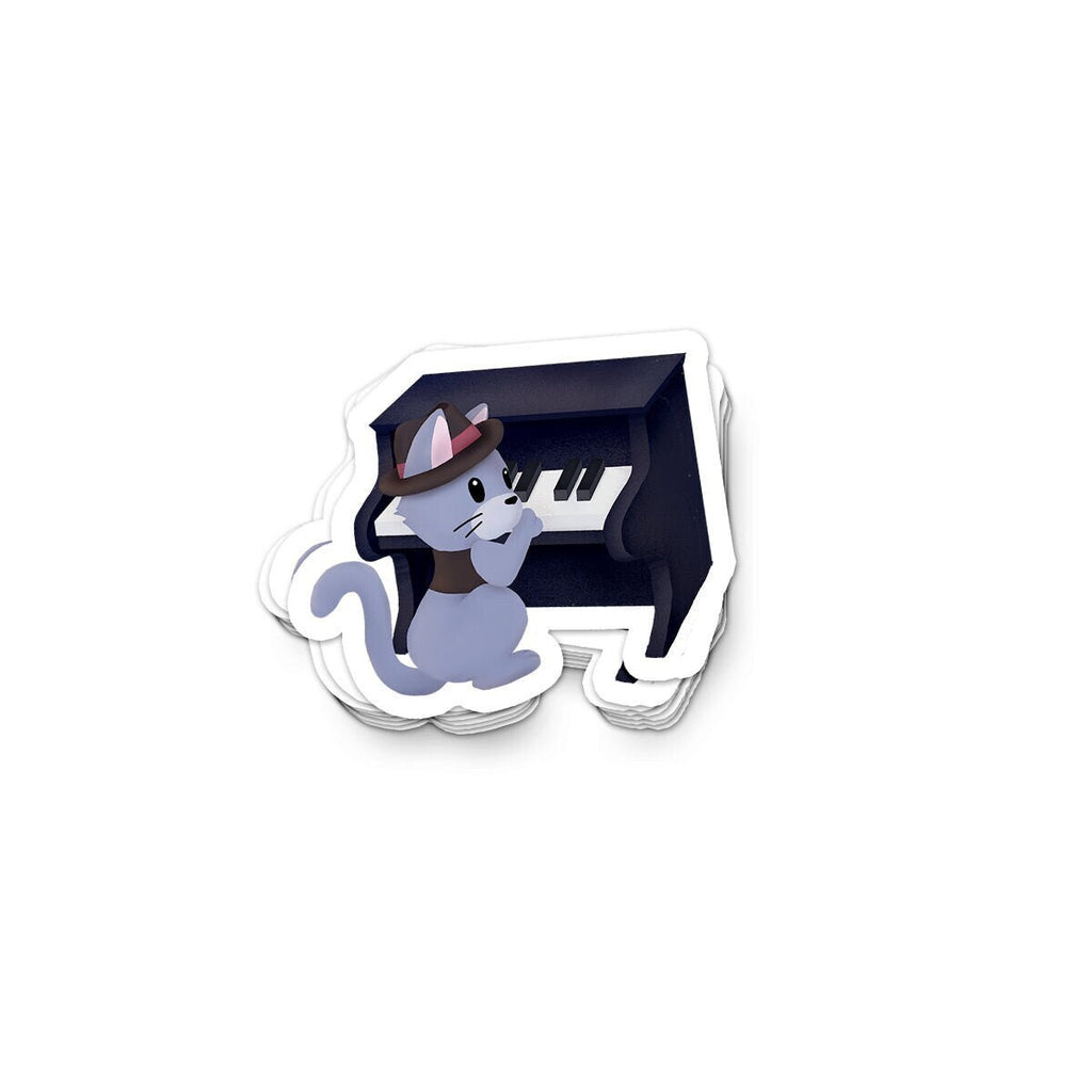 Jazz Kitties - Piano - Vinyl Sticker, Stickers, Decorative Stickers