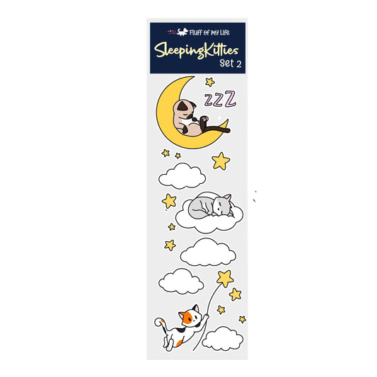 Sticker Sheet - Sleeping Kitties Set 2 (2&quot; x 7&quot;), Sticker Sheet, Decorative Stickers