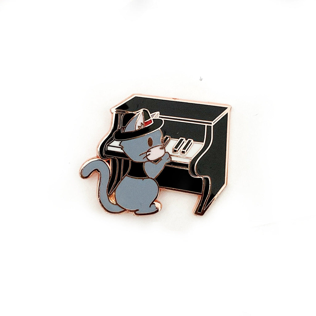 Jazz Kitties Collection - Piano Kitty - Small Enamel Pin (All Fluffed Up Pin & Sticker Club), Pins, Brooches & Lapel Pins