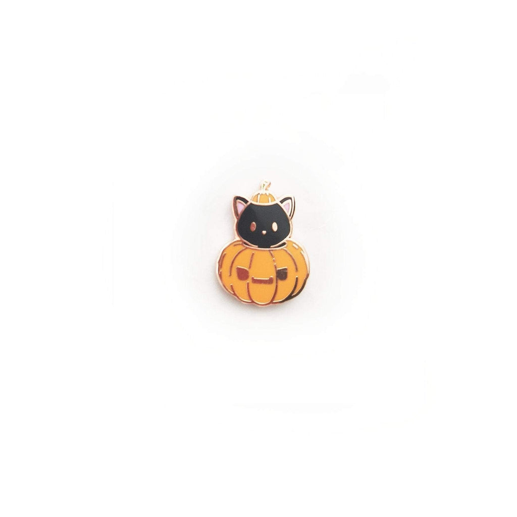 Pumpkin Kitty - Tiny Enamel Pin (Halloween, Kawaii Cat, Hard Enamel Pin), Pins, Brooches & Lapel Pins