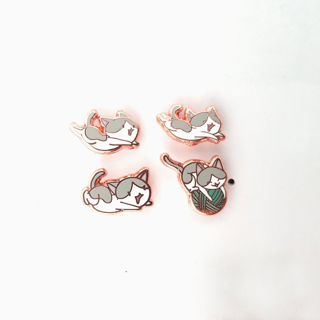 Mac the Special Needs Kitty - Tiny Enamel Pins (Set of 4), Pins, Brooches & Lapel Pins