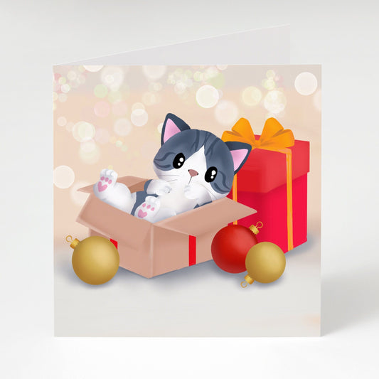 Holiday Greeting Card - Giftwrapped Kitty (Christmas Greeting Cards, Charity Christmas Card, Cute Dog Card), Greeting Cards/Postcards, Greeting & Note Cards
