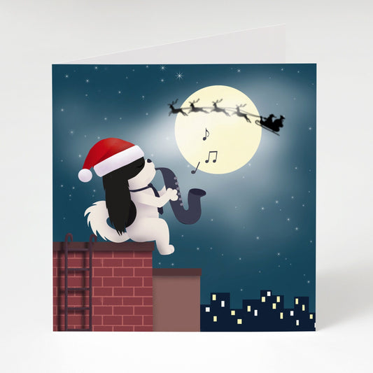 Holiday Greeting Card - Xmas Eve on the Rooftop (Christmas Greeting Cards, Charity Christmas Card, Cute Dog Card), Greeting Cards/Postcards, Greeting & Note Cards
