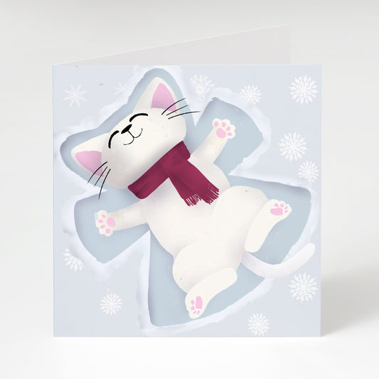 Holiday Greeting Card - Snow Angel Kitty (Christmas Greeting Cards, Charity Christmas Card, Cute Dog Card), Greeting Cards/Postcards, Greeting & Note Cards