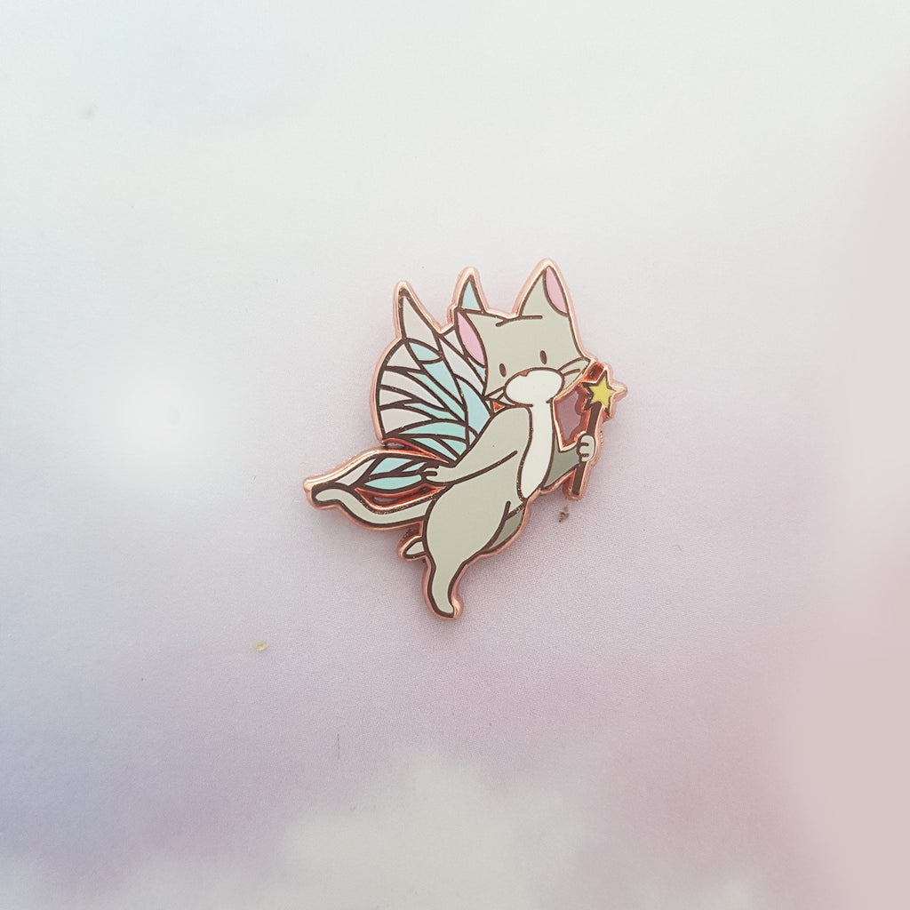 Fairy Cat Blue Wings - Small Enamel Pin, Pins, Brooches & Lapel Pins