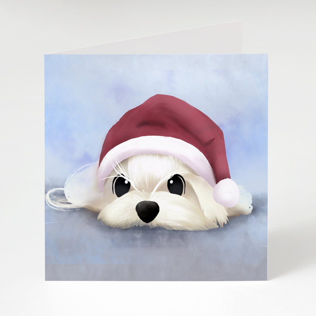 Holiday Greeting Card - Dog in Santa Hat (Christmas Greeting Cards, Charity Christmas Card, Cute Dog Card), Greeting Cards/Postcards, Greeting & Note Cards