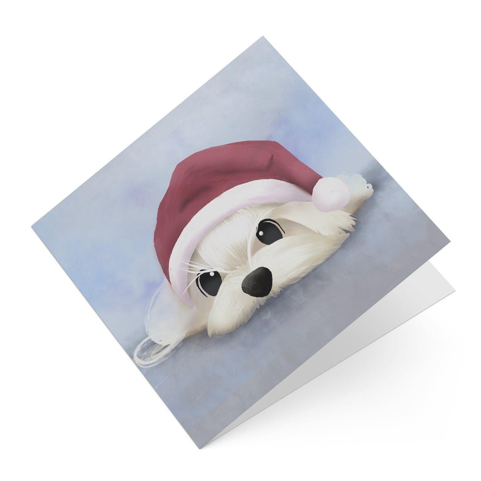 Holiday Greeting Card - Dog in Santa Hat (Christmas Greeting Cards, Charity Christmas Card, Cute Dog Card), Greeting Cards/Postcards, Greeting & Note Cards