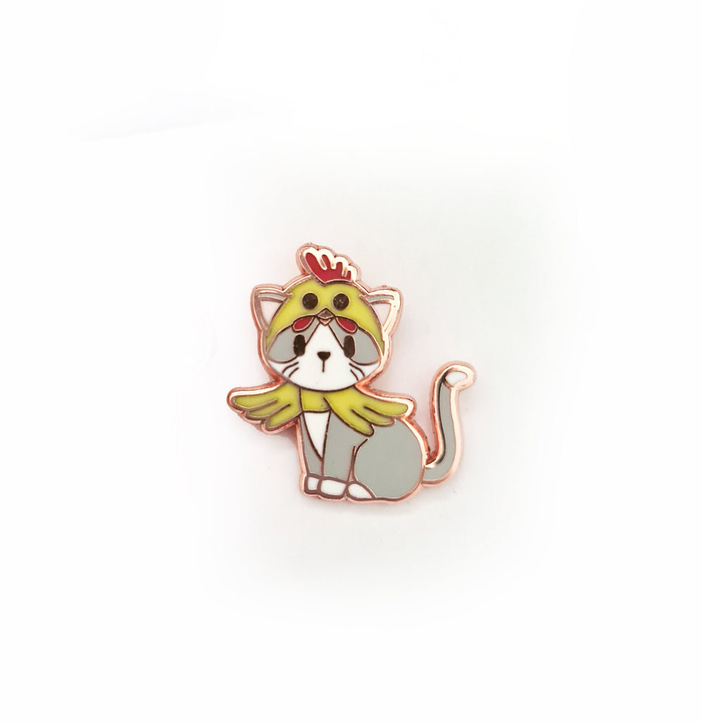 Kitty in Chicken Suit/Costume - Small Enamel Pin, Pins, Brooches & Lapel Pins