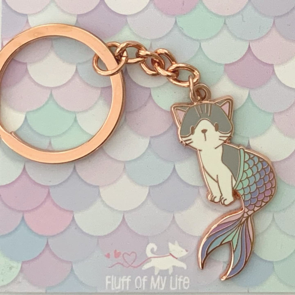 Pastel Purrmaid Keychain 1.5&quot;, Keychains & Magnets, Keychains