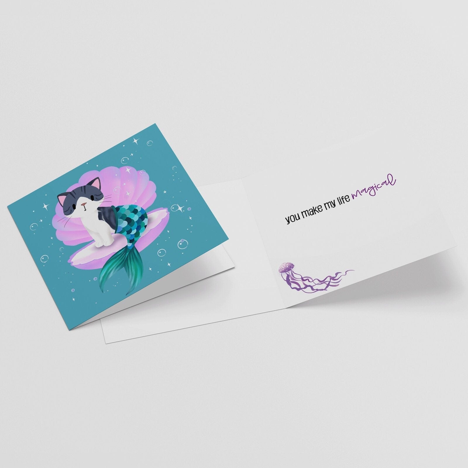 Rocky the Purrmaid - Any Occasion Greeting Card, Greeting Cards/Postcards, Greeting & Note Cards
