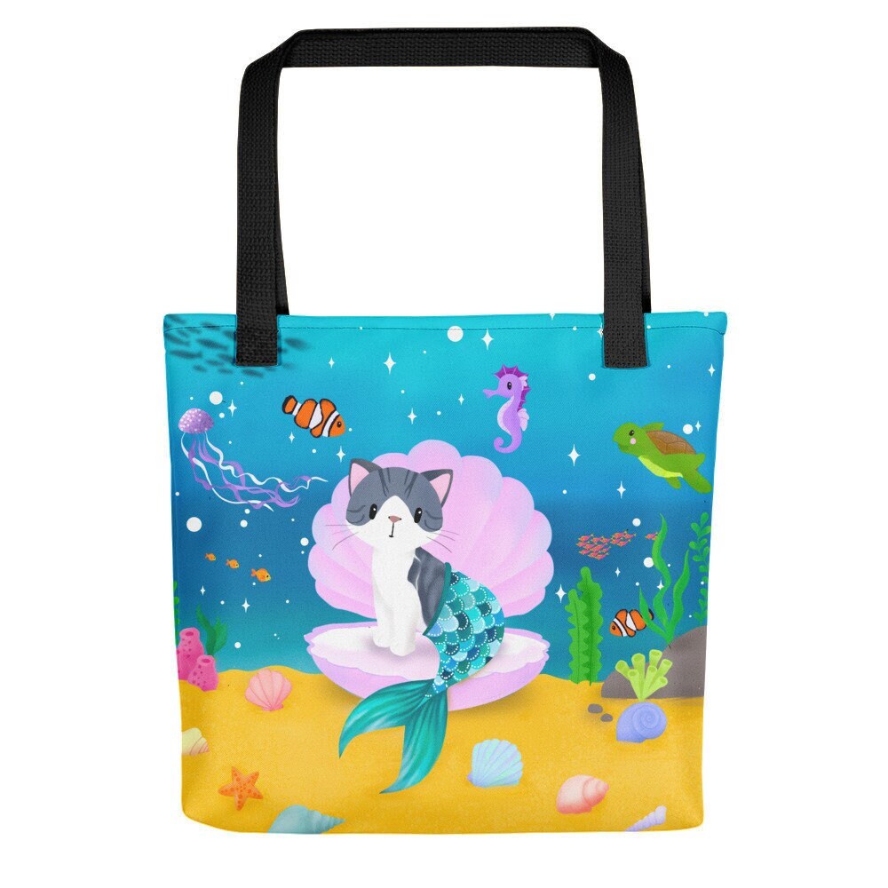 Purrmaid Tote bag (via Printful), Bags, Shopping Totes