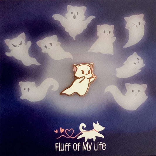 Ghost Kitty, Gonnagetcha - Tiny Enamel Pin, Halloween Cat Pin, Pins, Brooches & Lapel Pins