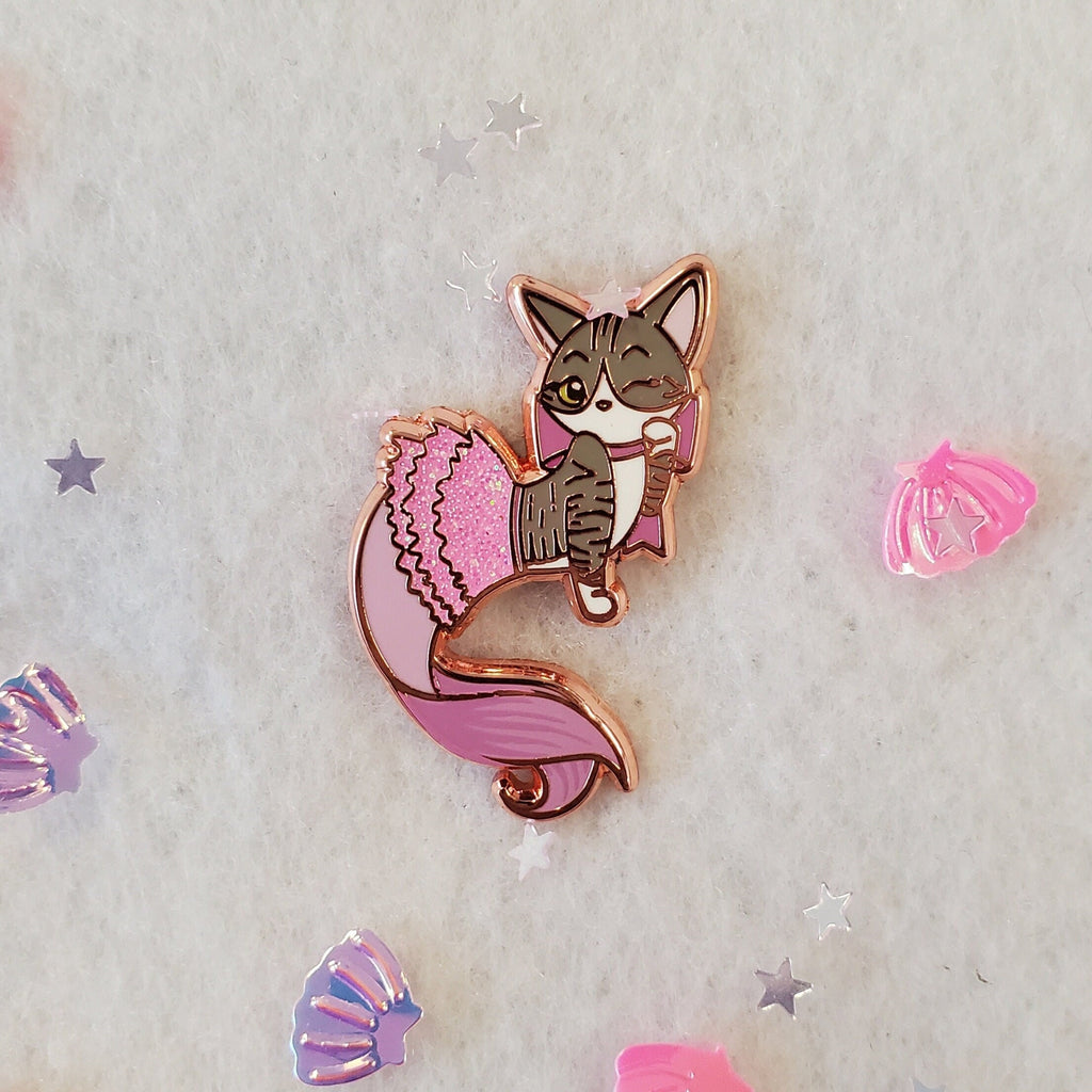 Purrmaid Aoife (Purrmaid of the Month, February 2022) - Small Enamel Pin, Charity Pin, Pins, Brooches & Lapel Pins