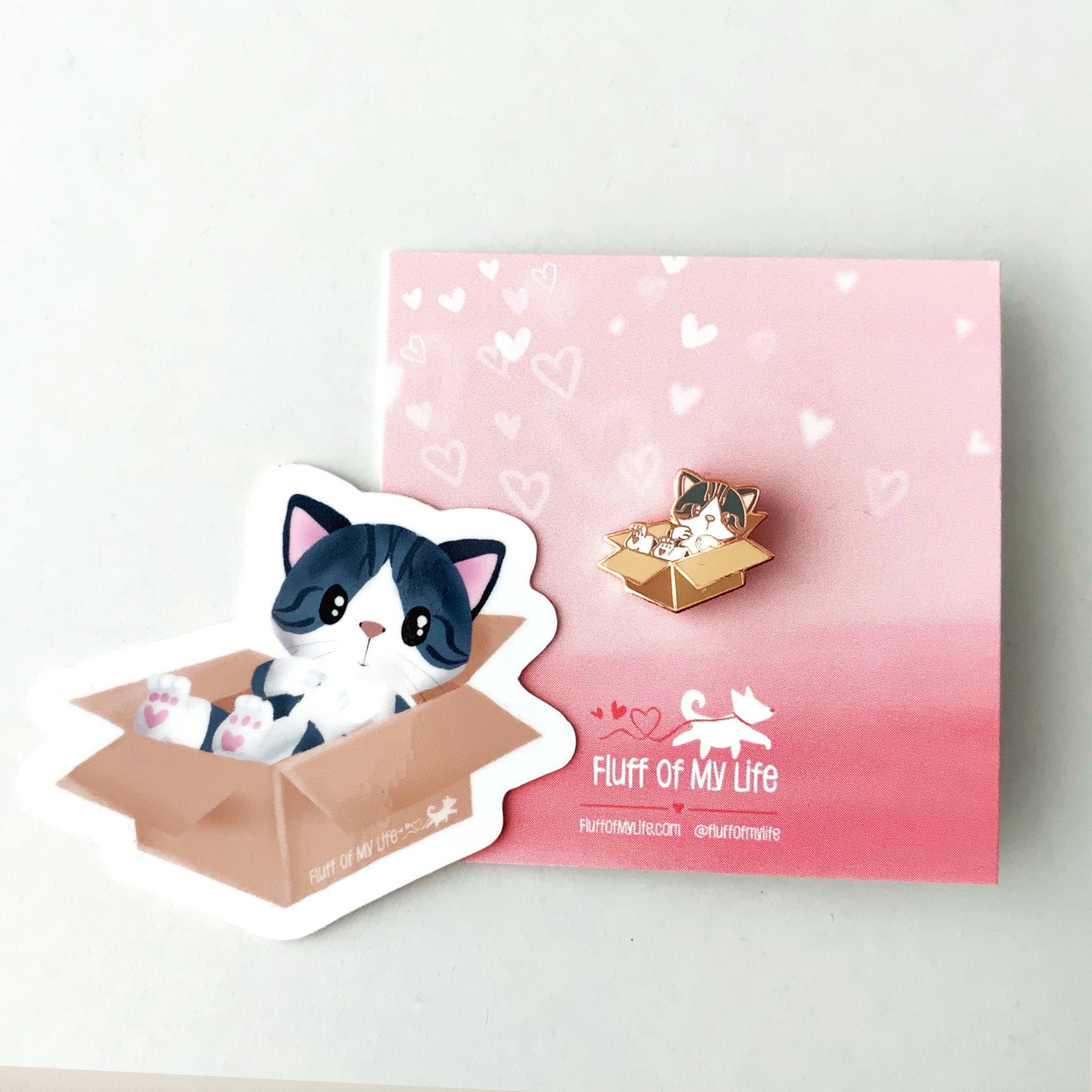 Kitty-in-a-Box Waterproof Vinyl Sticker, Stickers, Decorative Stickers