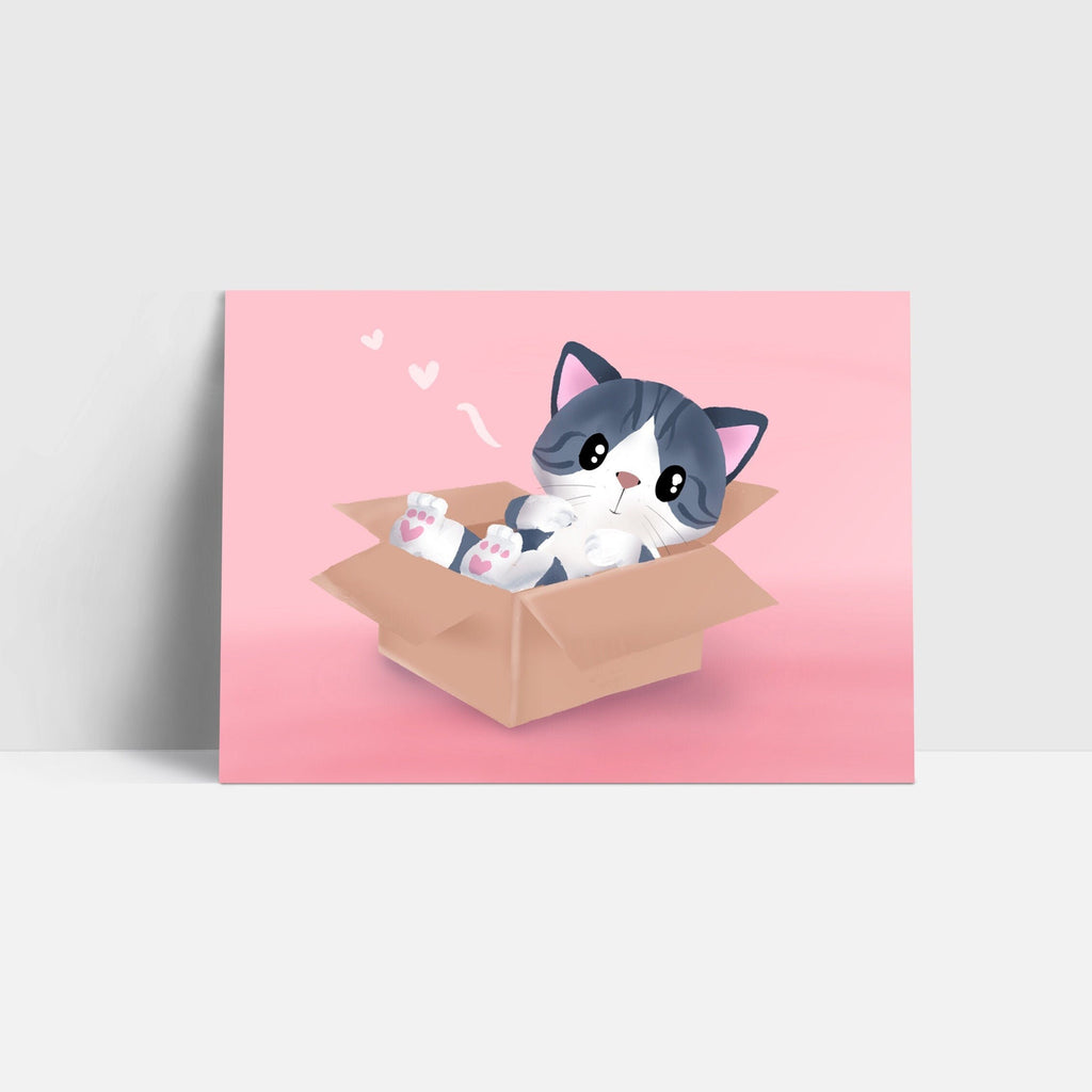 Kitty in a Box A6 Postcard, Greeting Cards/Postcards, Post Cards