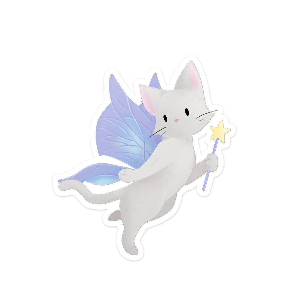 Fairy Kitty Purple/Blue Winged - Vinyl Sticker, Stickers, Decorative Stickers