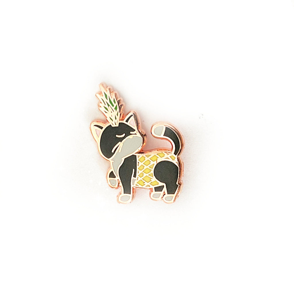 Pineapple Kitty - Small 0.85&quot; Enamel Pin, Pins, Brooches & Lapel Pins