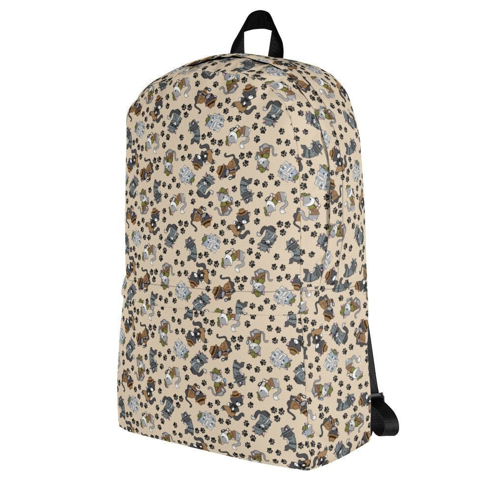 Kitty Detective Patterned Backpack, Bags, Backpacks