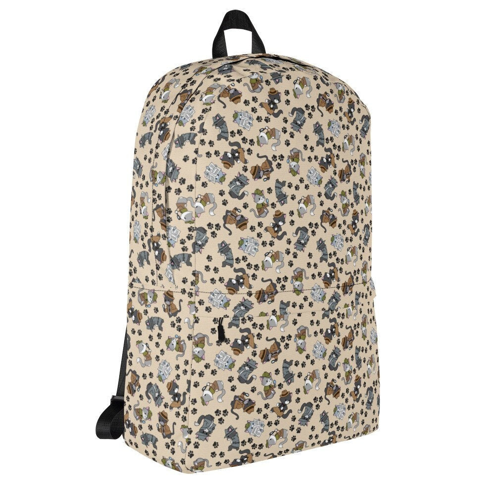 Kitty Detective Patterned Backpack, Bags, Backpacks