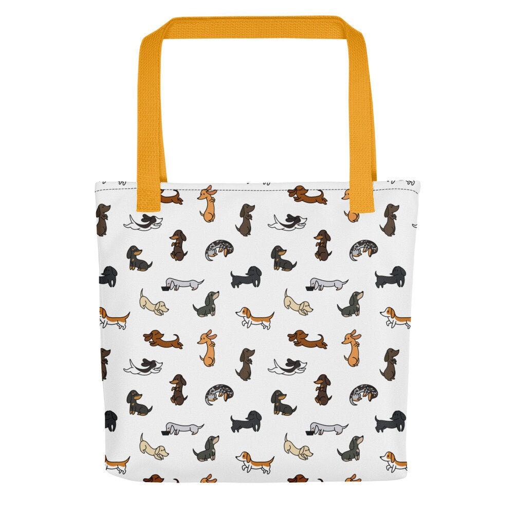 Mini Dachshund Pattern Coloured Tote bag, Bags, Shopping Totes