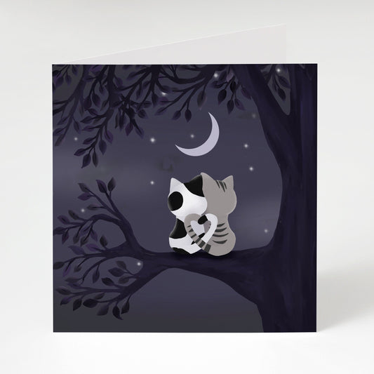 Valentines Day Card - Kitty Love in the Moonlight, &quot;I Love You to the Moon & Back&quot; - Greeting Card, Greeting Cards/Postcards, Greeting & Note Cards