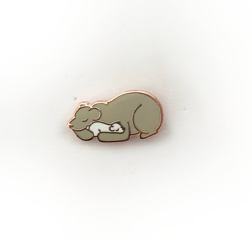 Papa Bear & Baby Bear, Sleeping Polar Bears 0.75&quot; - Small Enamel Pin, Pins,