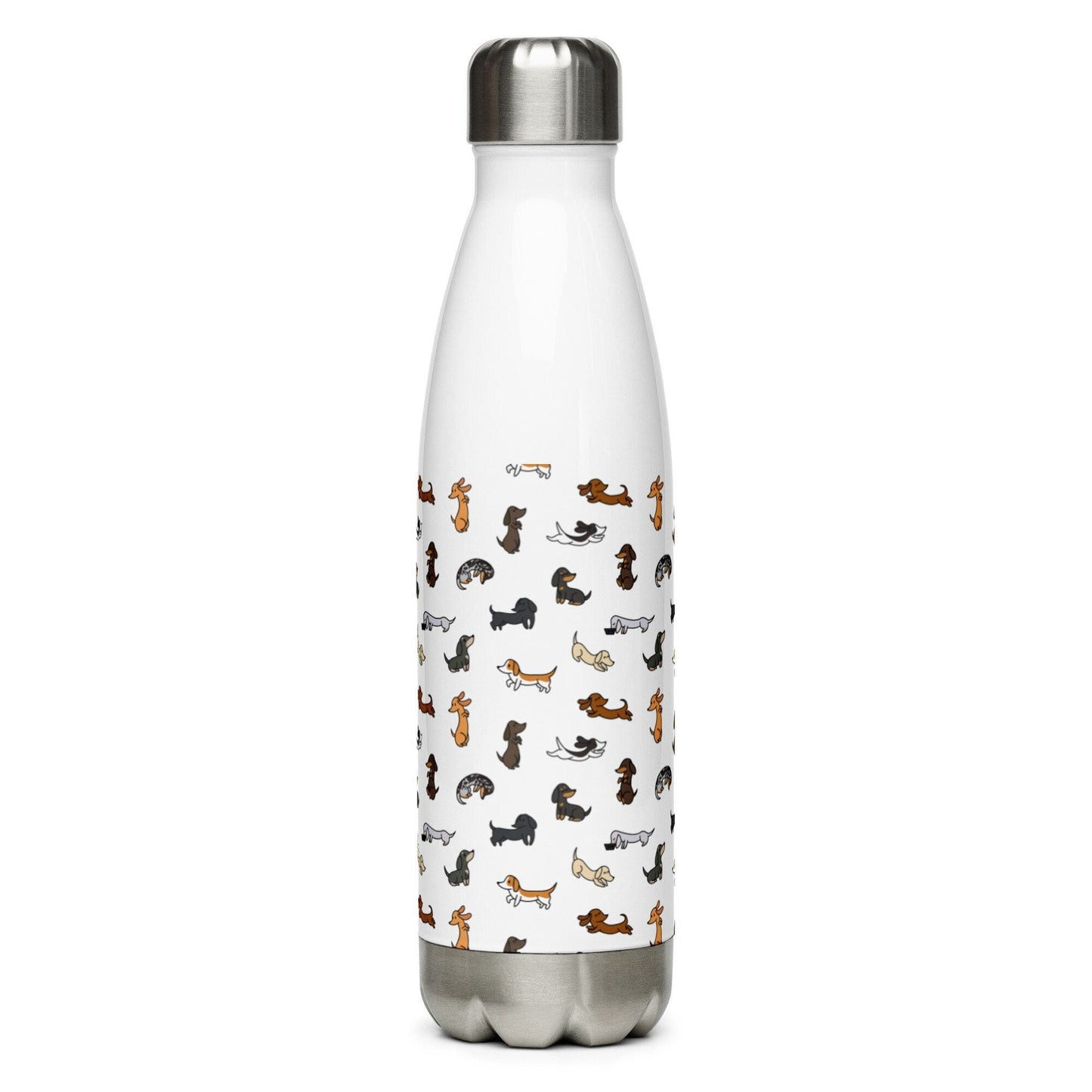 Mini Dachshund Pattern Coloured - Stainless Steel Water Bottle, Mugs & Water Bottles, Water Bottles