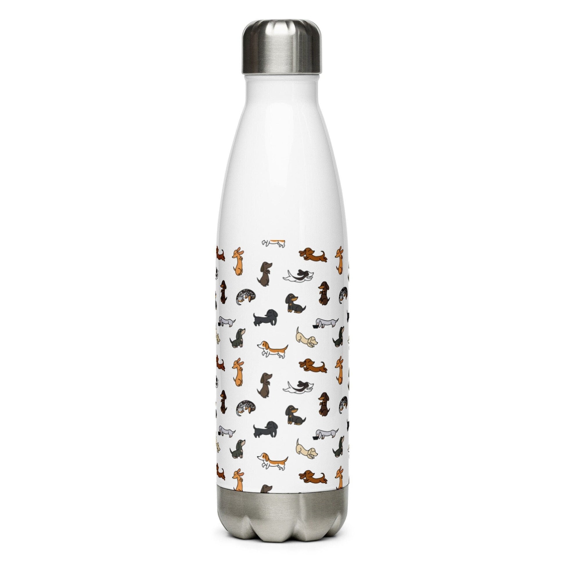 Mini Dachshund Pattern Coloured - Stainless Steel Water Bottle, Mugs & Water Bottles, Water Bottles