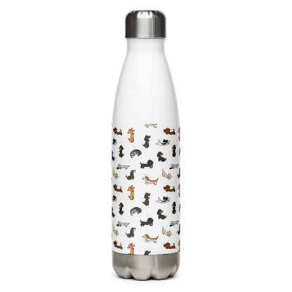 Mini Dachshund Pattern Coloured - Stainless Steel Water Bottle, Mugs & Water Bottles, Water Bottles