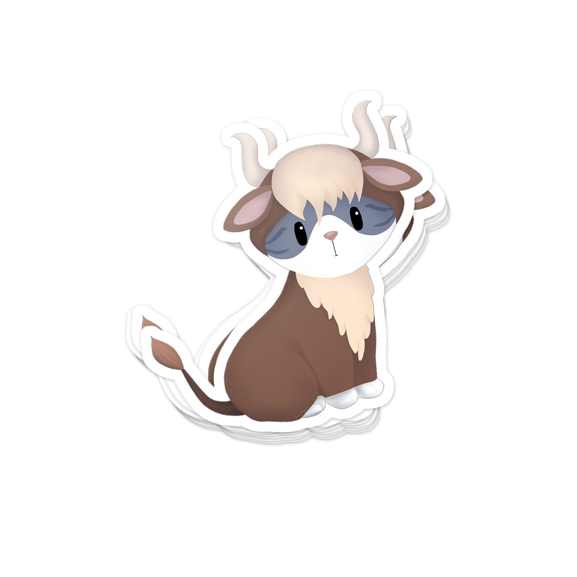 Kitty in Highland Cow Costume - Sticker