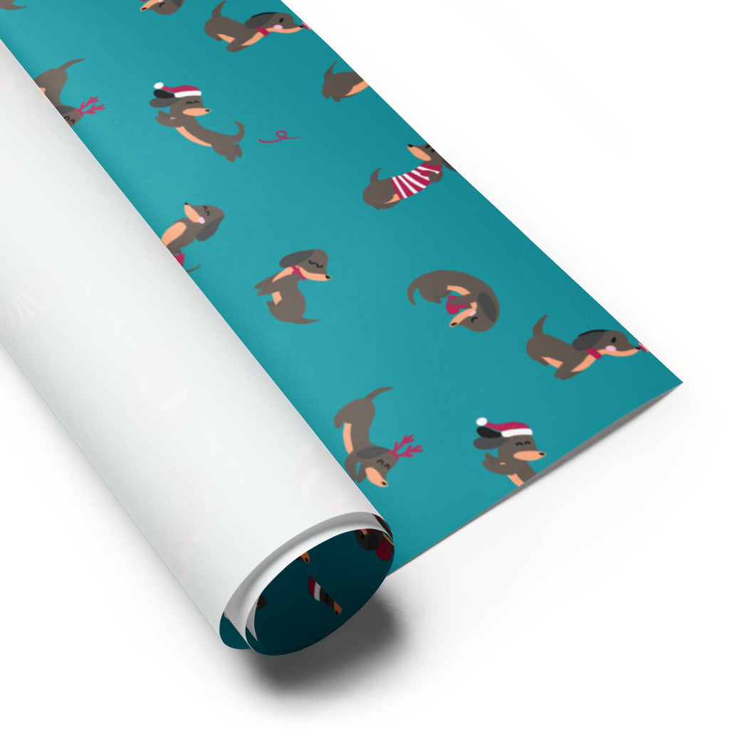 Christmas Dachshunds (Teal) Wrapping paper sheets