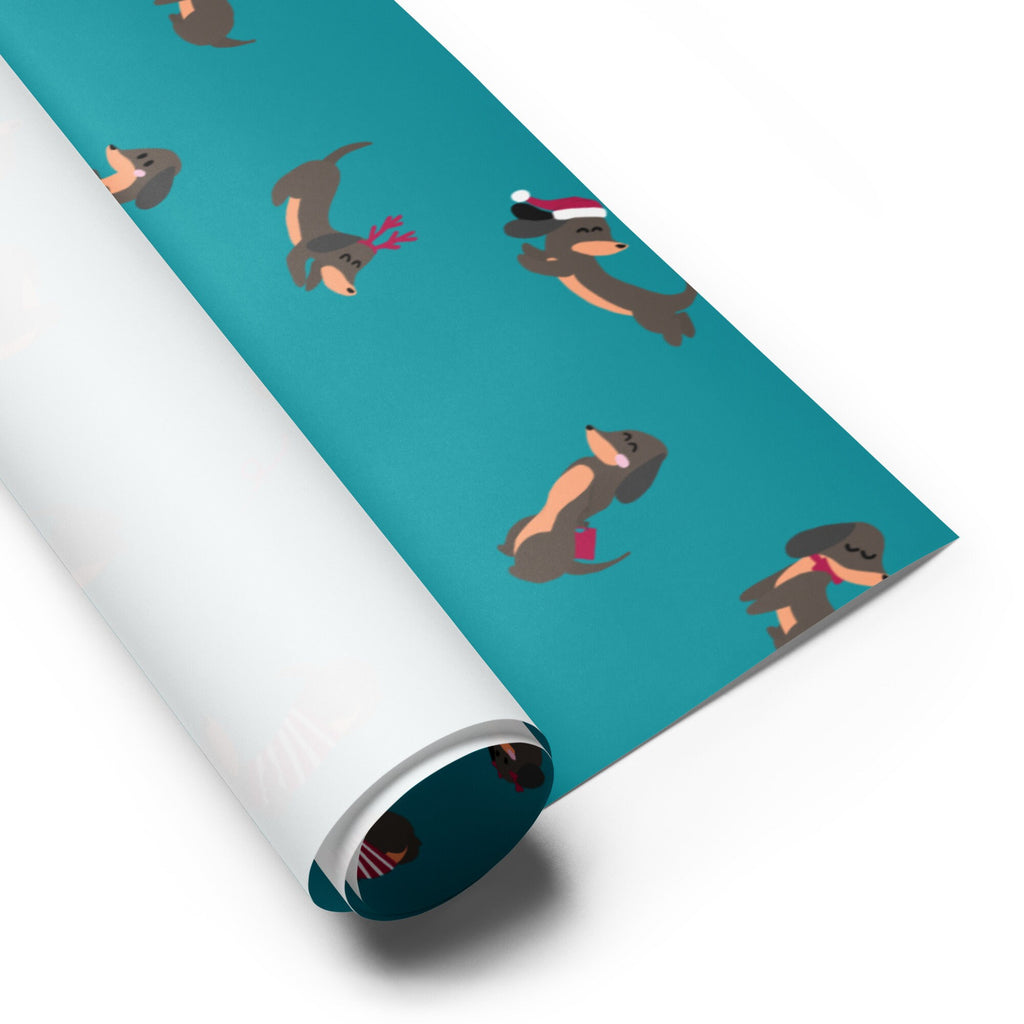 Christmas Dachshunds (Teal) Wrapping paper sheets