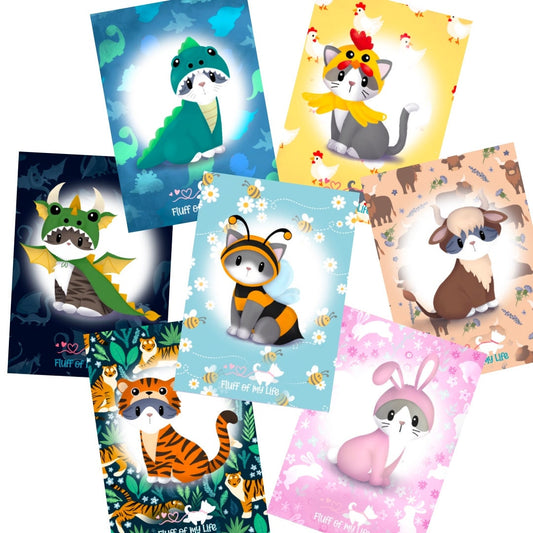 Kitties in Animal Costumes Set of 7 Postcards