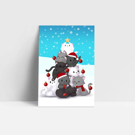 Christmas Postcard - Oh Kitty Tree