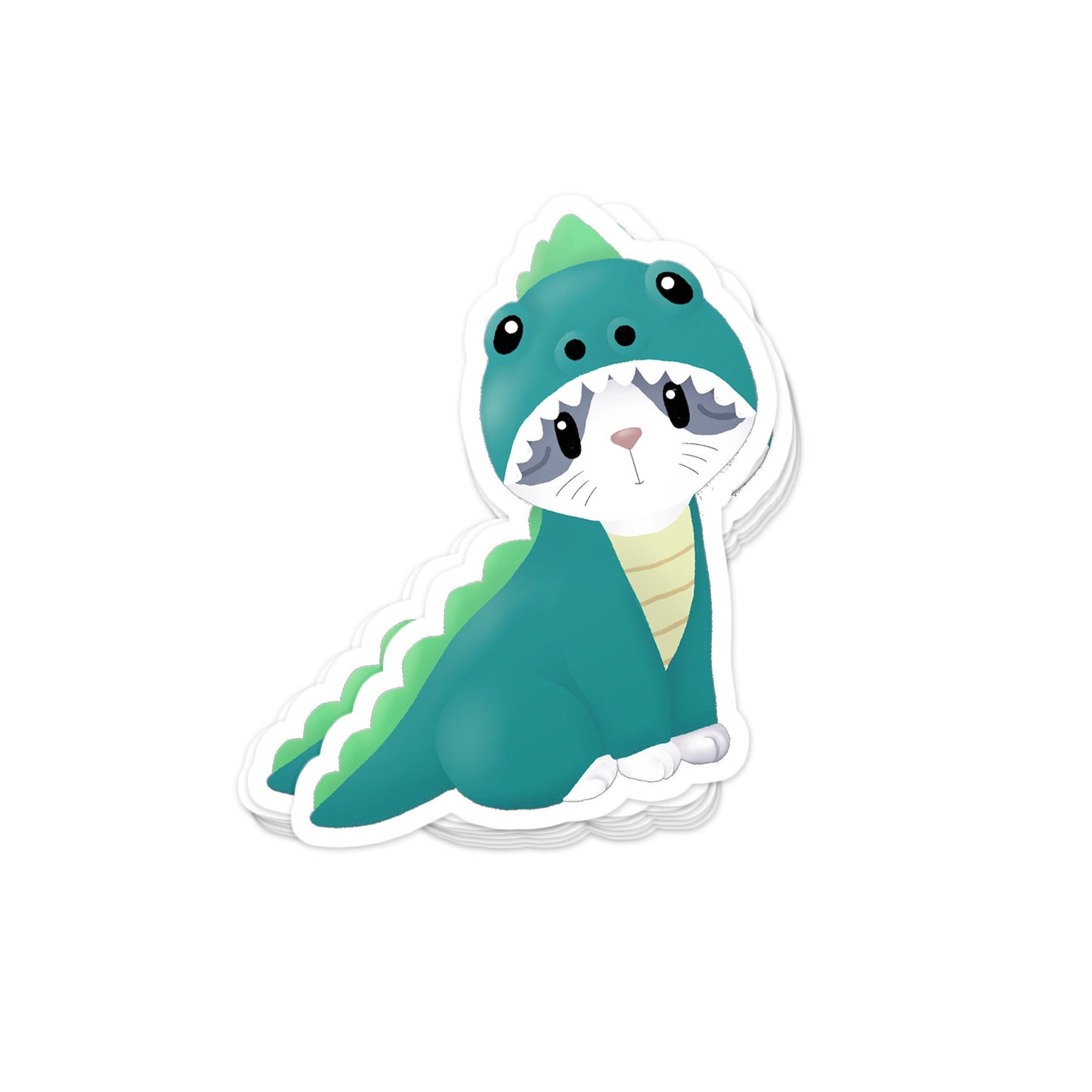 Kitty in Dino Suit/Costume - Vinyl Sticker