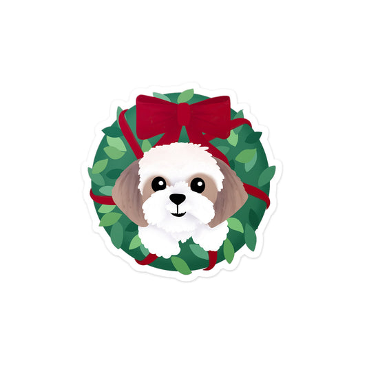 Shih Tzu Wreath - Christmas Sticker