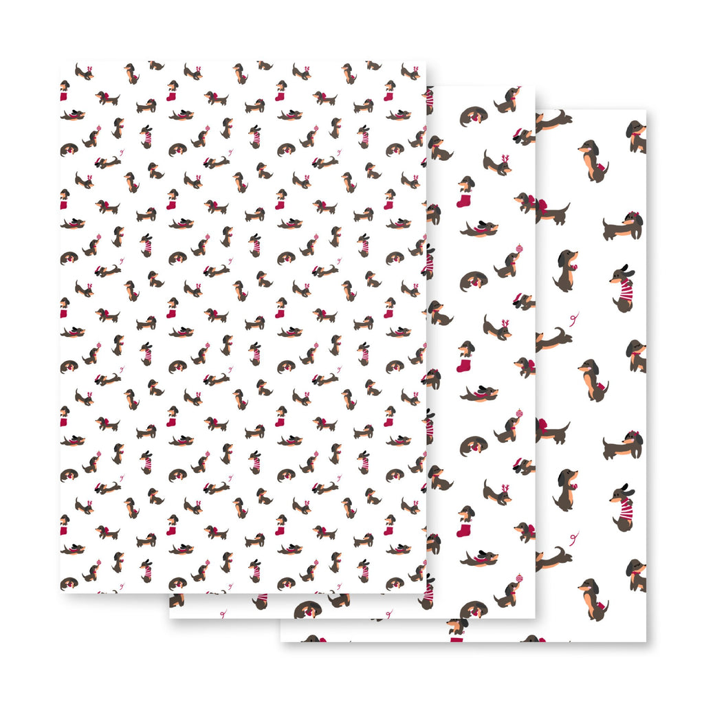 Christmas Dachshunds Wrapping paper sheets