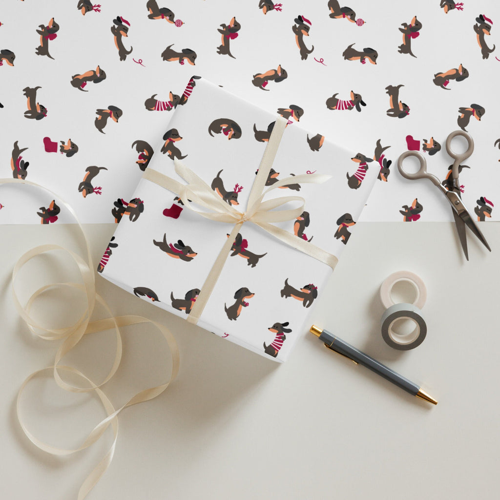 Christmas Dachshunds Wrapping paper sheets